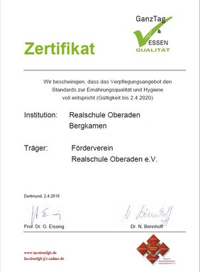 RSO-Bistro weiterhin bis 2020 zertifziert RSO-Bistro weiterhin bis 2020 zertifziert